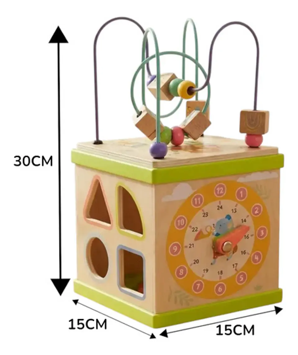 Cubo Didáctico De Madera Con Laberinto Y Reloj Para Niños 6