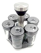 Especiero Giratorio Pote Inoxidable Con 6 Frascos Vidrio Para Mesa Cocina - Miniatura 2