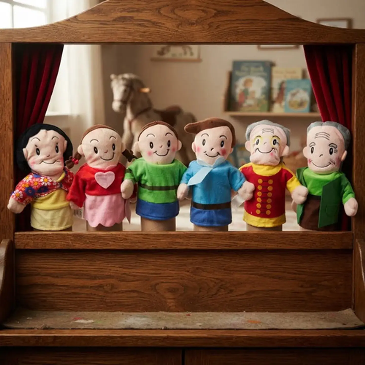 Set De 6 Titeres De Familia De Mano Marionetas Teatro Fiesta 1