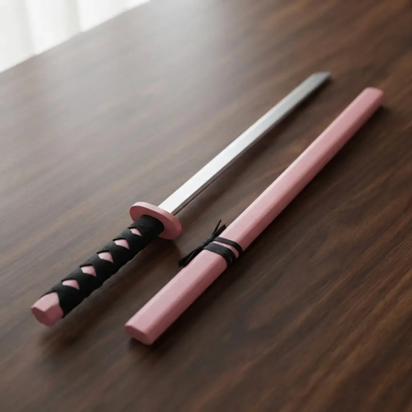 Katana De Madera Halloween Disfraz Coldsplay Con Funda Rosa 1