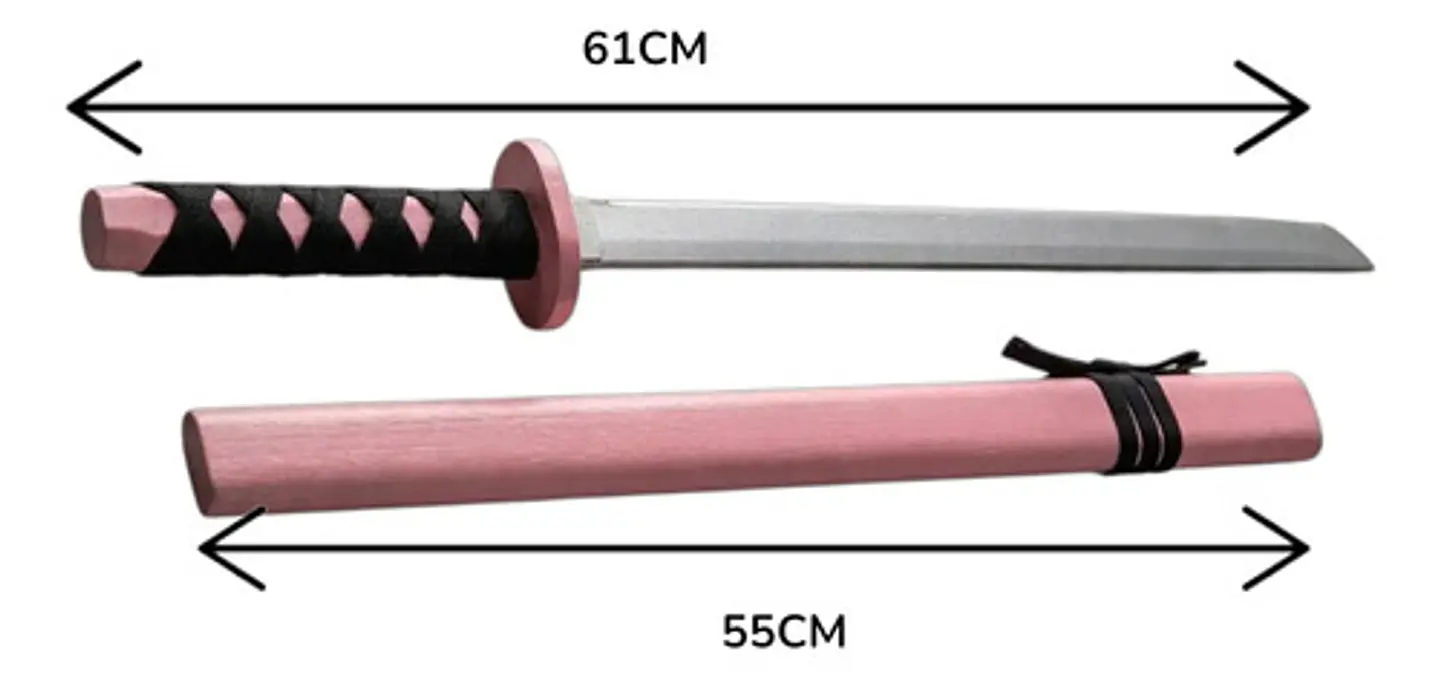 Katana De Madera Halloween Disfraz Coldsplay Con Funda Rosa 5
