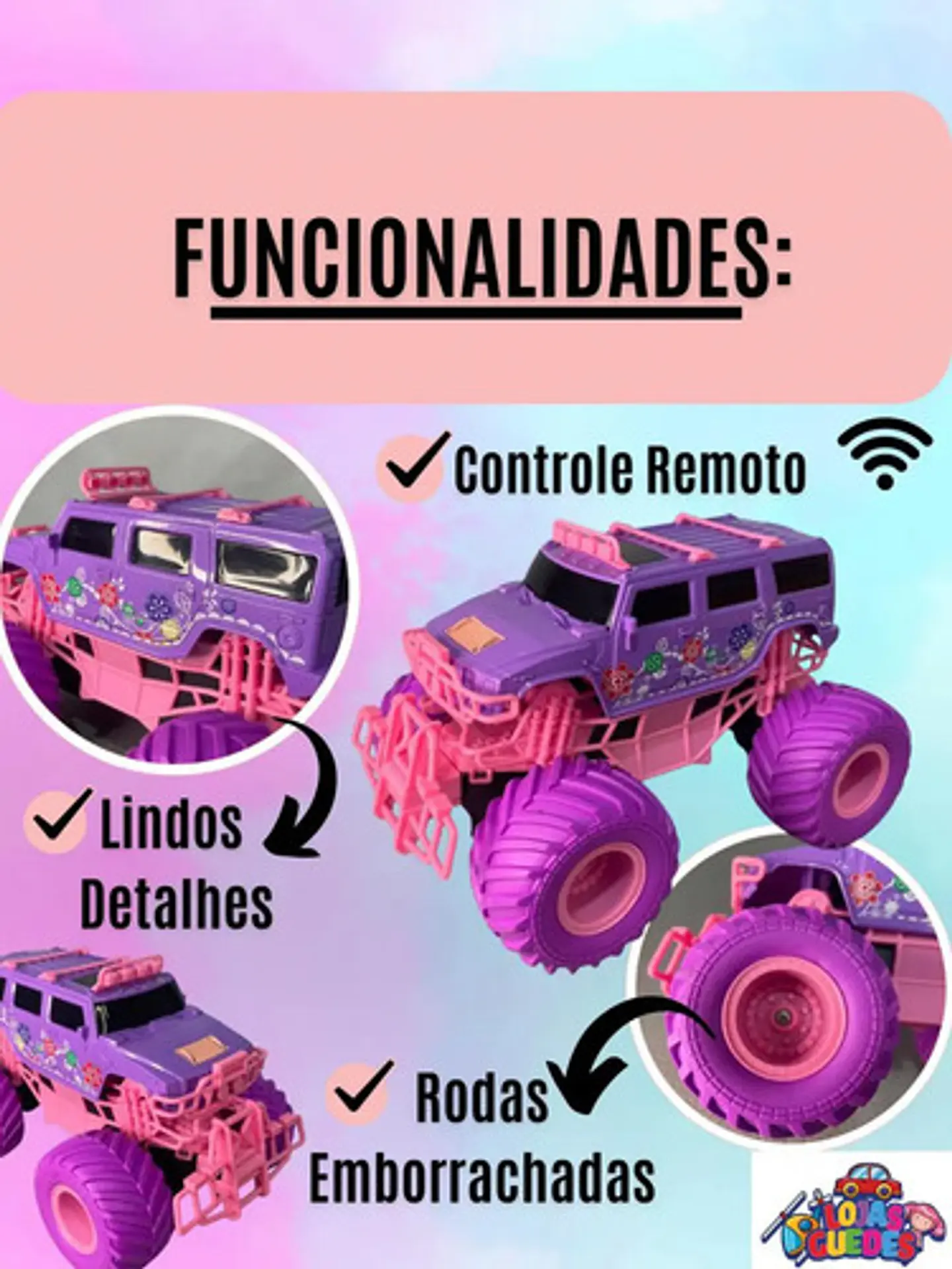 Carrito De Control Remoto Recargable 4x4 Jeep Monster Truck 2