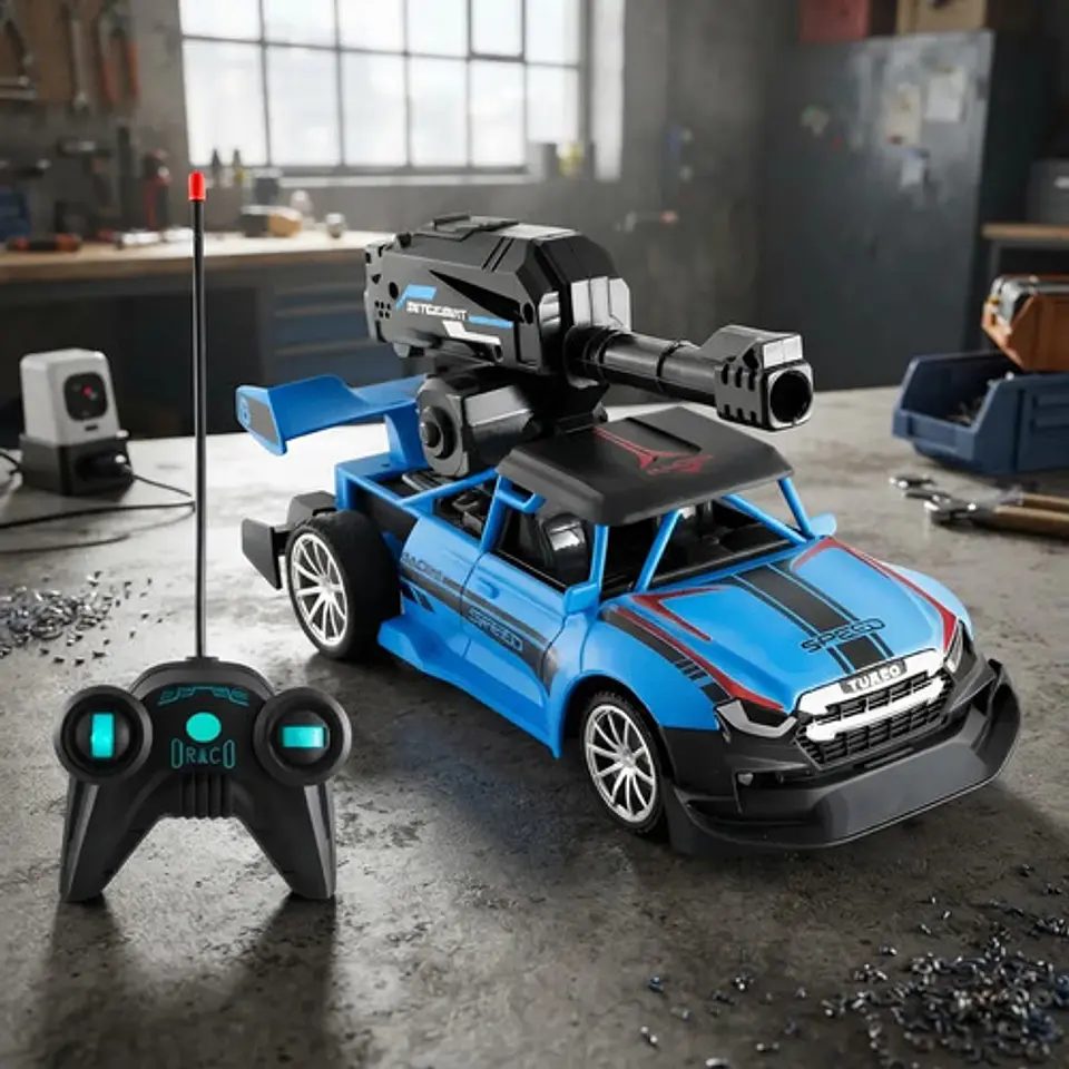Carro Control Remoto Lanza Hidrogel Stunt Niño + Baterias 4
