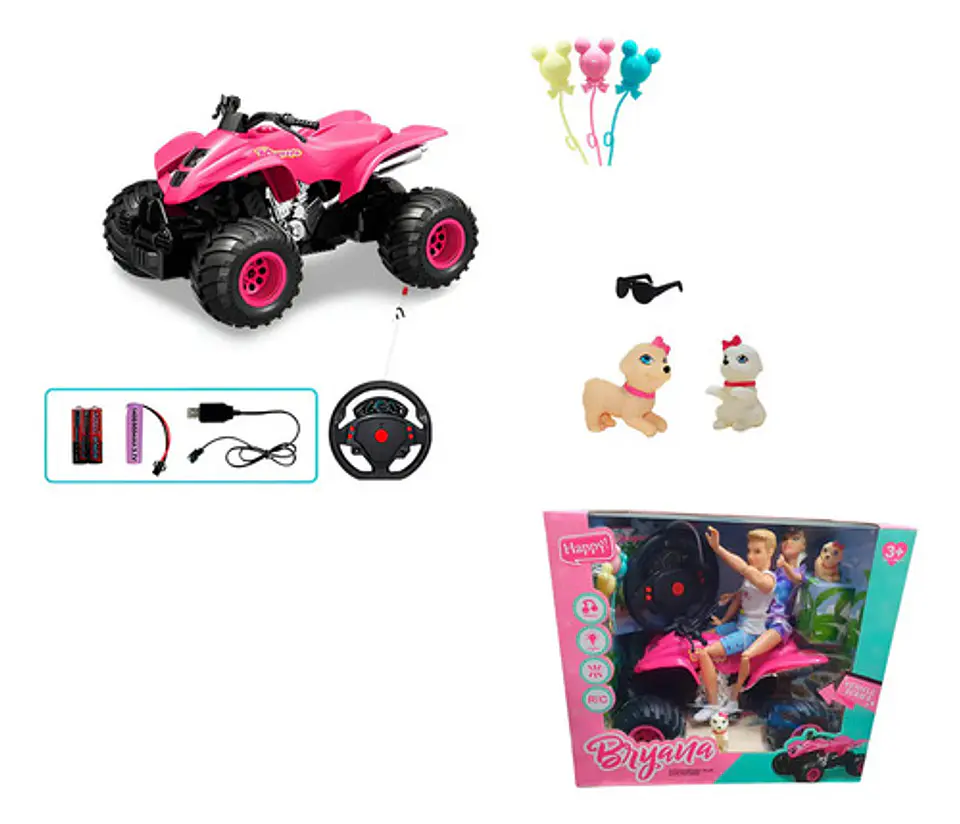 Cuatrimoto Control Remoto Para Niñas Con Muñecas Y Accesorio 7