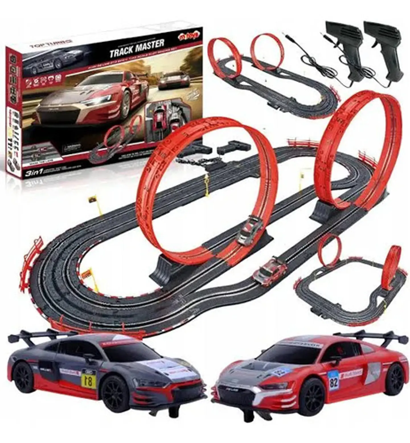 Pista De Carreras Eléctrica De 560cm 3 En 1 Con 2 Carros Negro/rojo 1