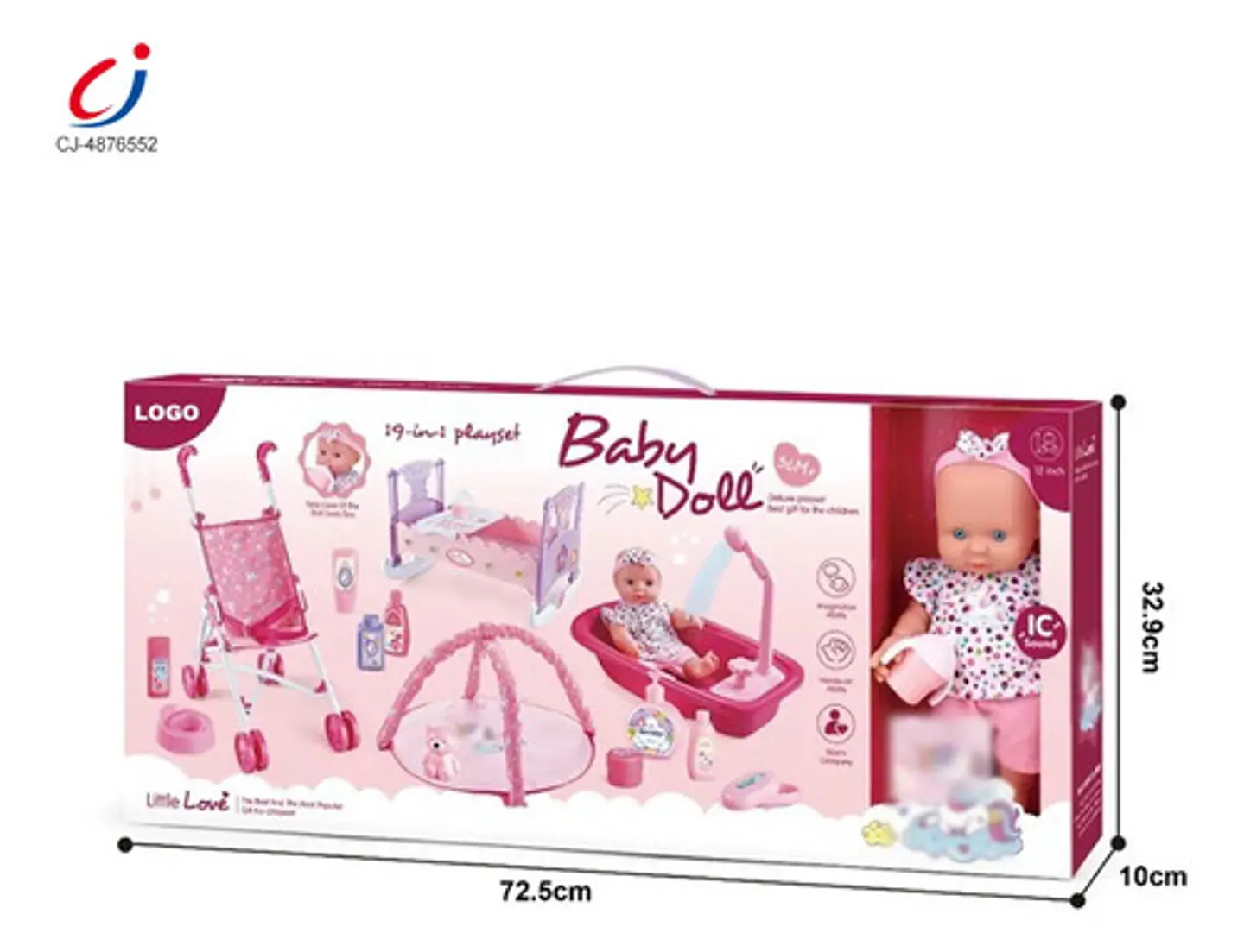 Muñeca Bebé Sonia Coche Cuna Silla Comedor Y Accesorios 4