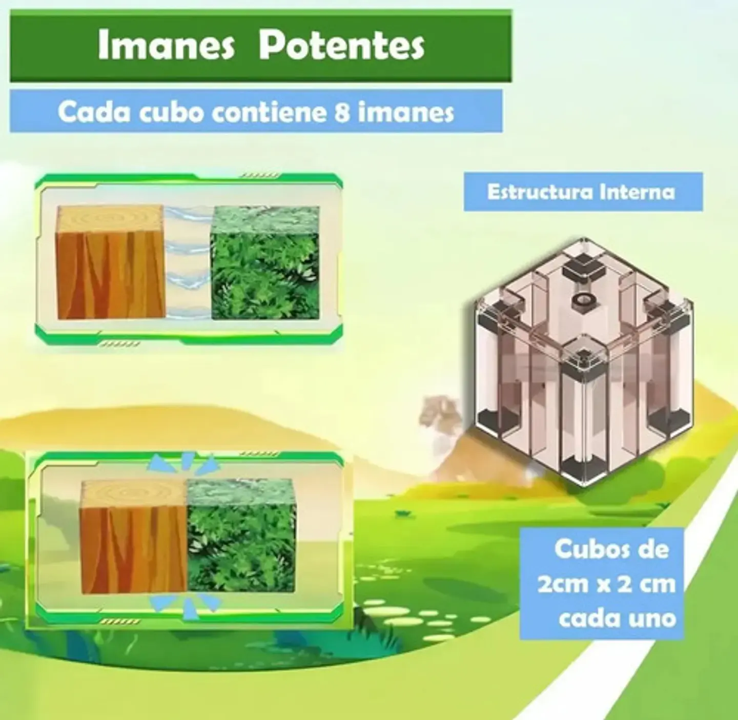 Bloques Cubos Magnéticos Crafteo Pieza Contruccion Armatodo 4