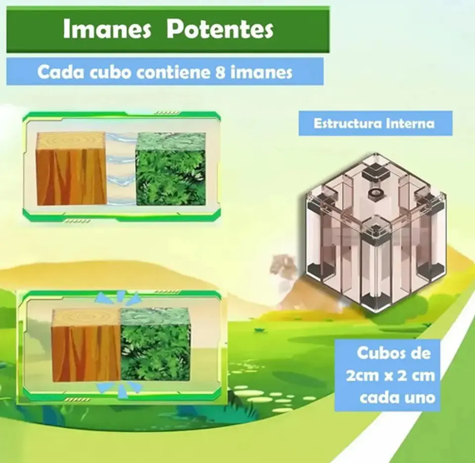 Bloques Cubos Magnéticos Crafteo Pieza Contruccion Armatodo 4