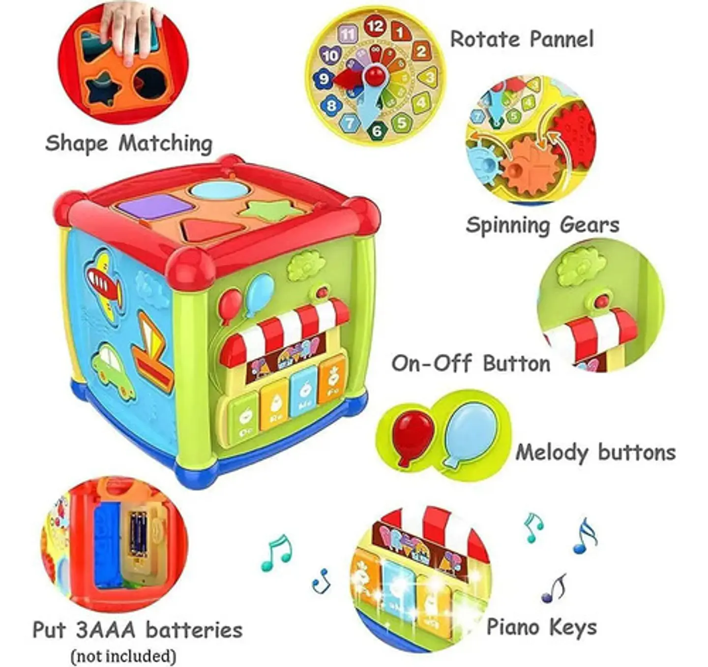 Cubo Didáctico Interactivo Huanger Actividades 5 En 1 Bebes 3