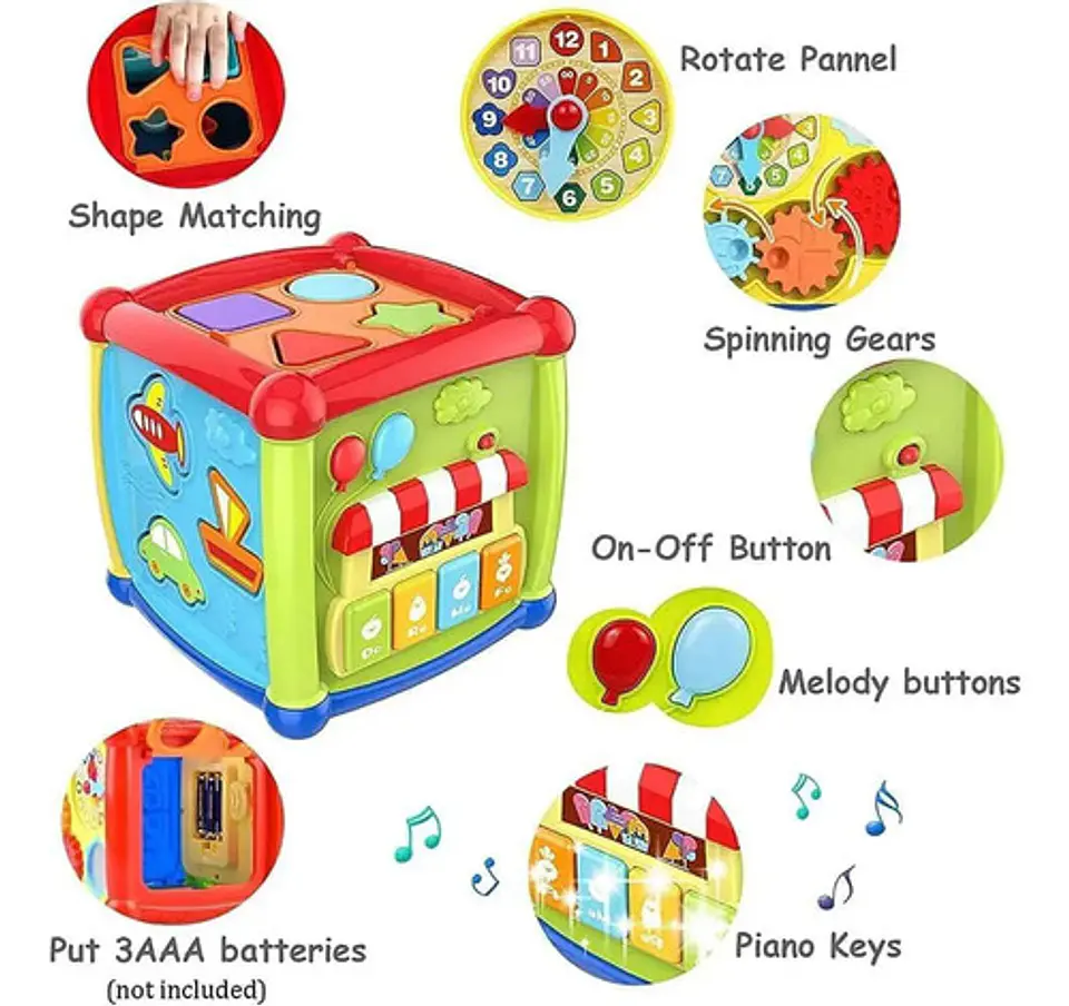 Cubo Didáctico Interactivo Huanger Actividades 5 En 1 Bebes 3