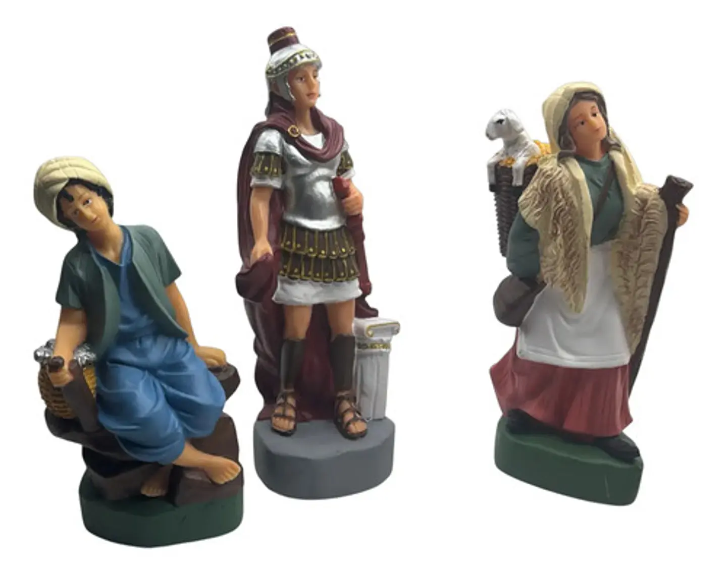 Set 3 Figuras Aldeanos Pesebre Pastor Soldado Y Aldeana 3