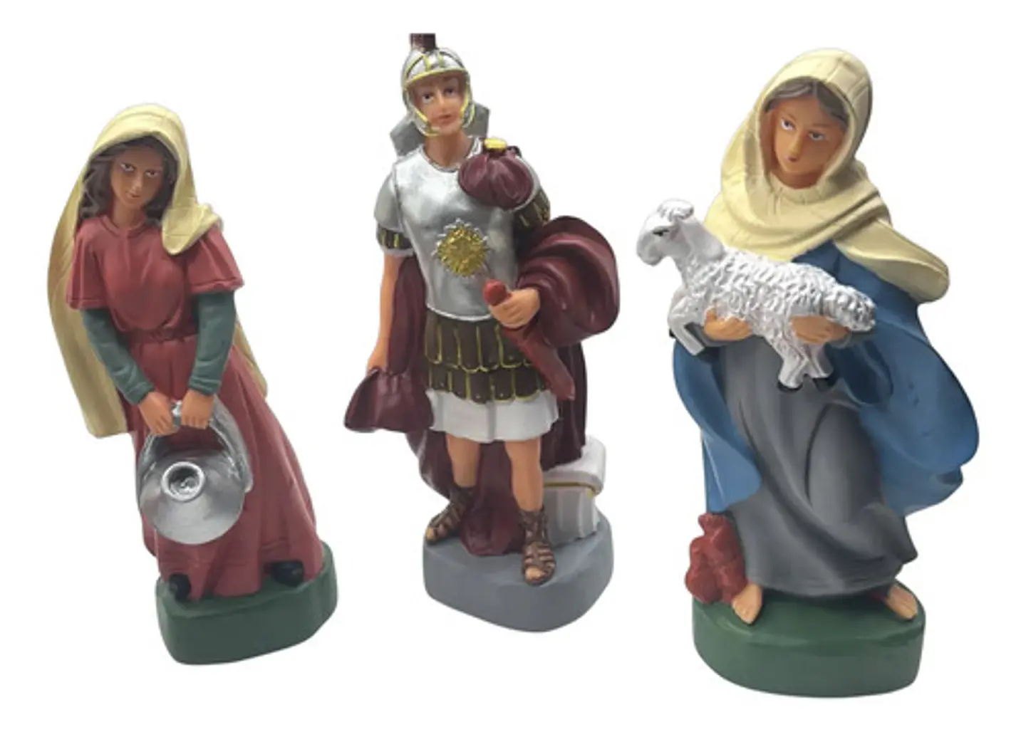 Set 3 Figuras Pesebre 2 Aldeanas Y Soldado Romano 20cm 2