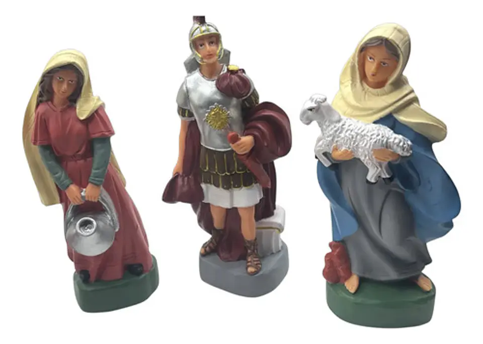Set 3 Figuras Pesebre 2 Aldeanas Y Soldado Romano 20cm 2