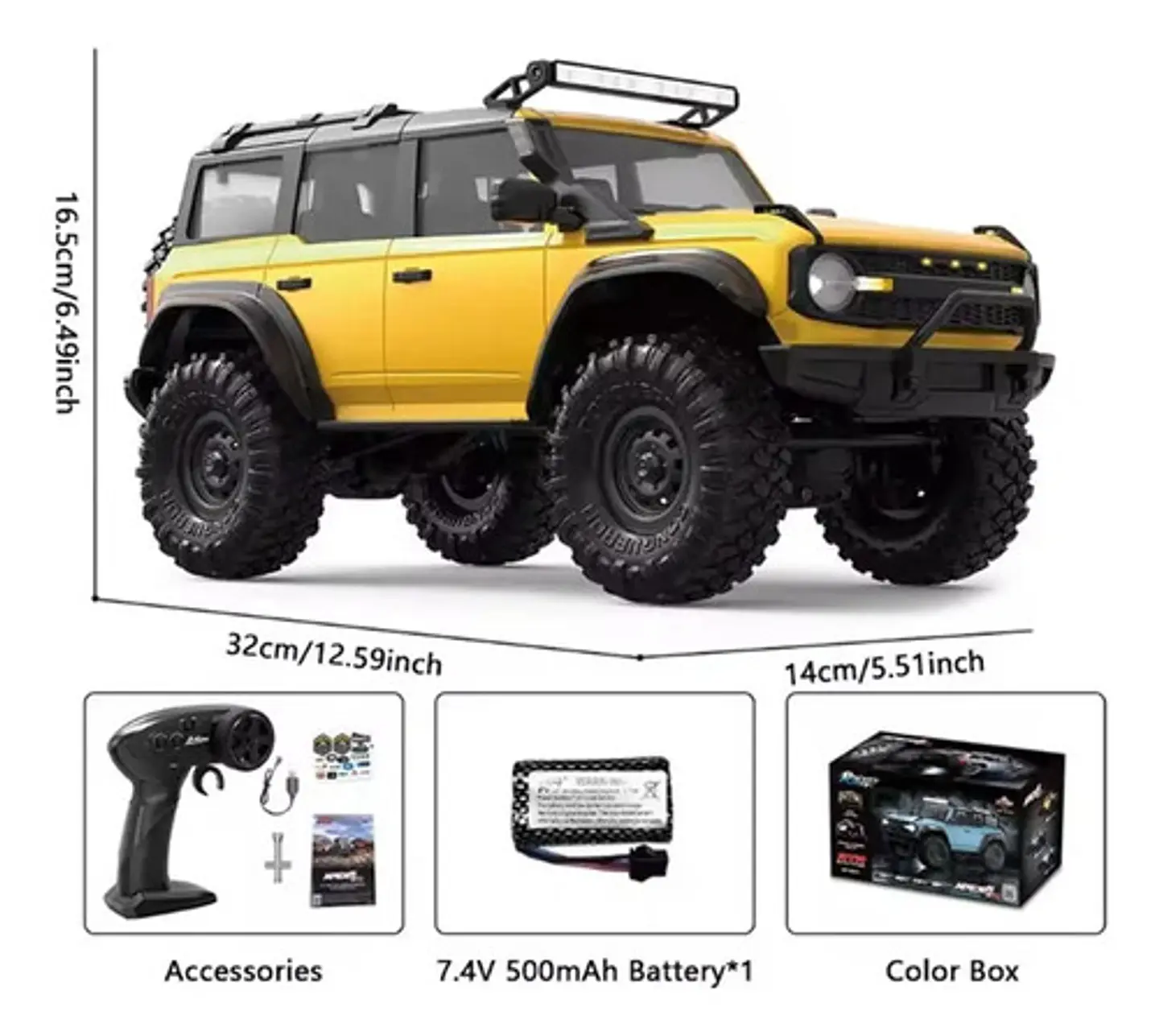 Camioneta Control Remoto Hb Toys Ford Bronco Crawler 1:16 2