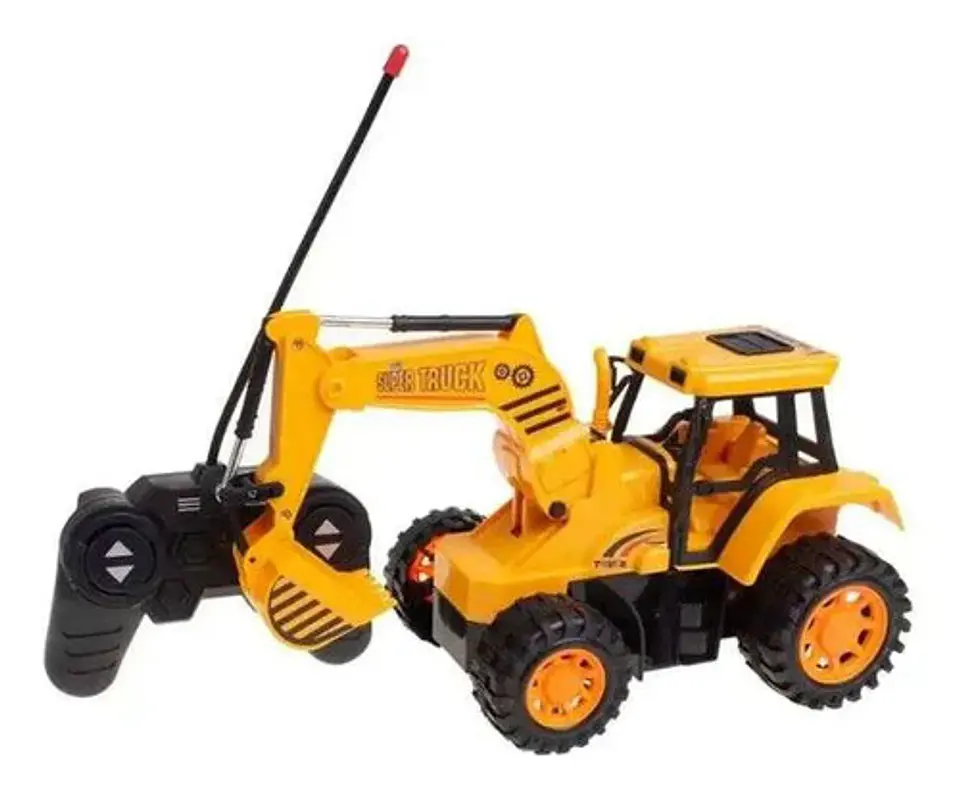 Retro Excavadora A Control Remoto Super Truck Todoterreno Amarillo Retroexcavadora 2