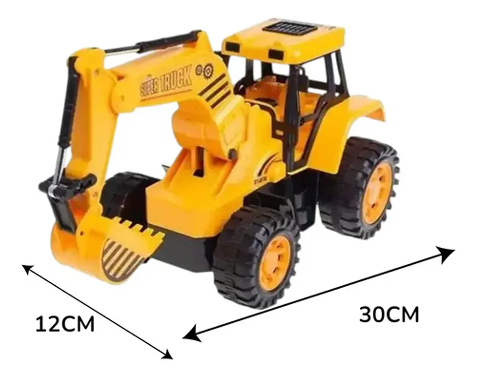 Retro Excavadora A Control Remoto Super Truck Todoterreno Amarillo Retroexcavadora 6