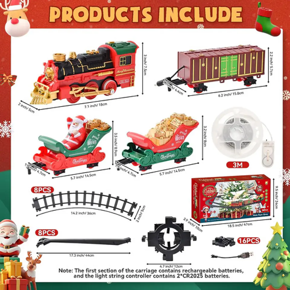 Tren Electrico Navideño Para Árbol Con Luces Spray Humo 2