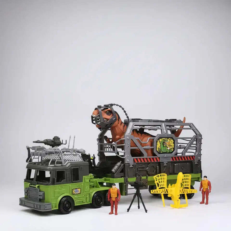 Trailer Jaula Dinosaurio Rex Luz Sonido Accesorios Dino Park Bordó 3