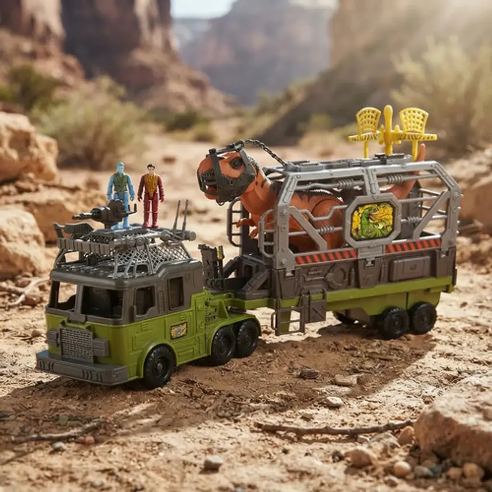 Trailer Jaula Dinosaurio Rex Luz Sonido Accesorios Dino Park Bordó 5