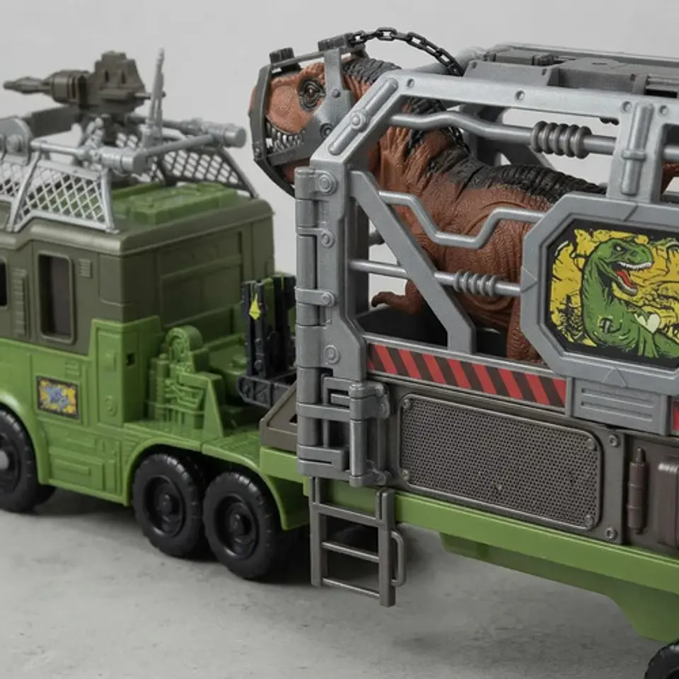Trailer Jaula Dinosaurio Rex Luz Sonido Accesorios Dino Park Bordó 6