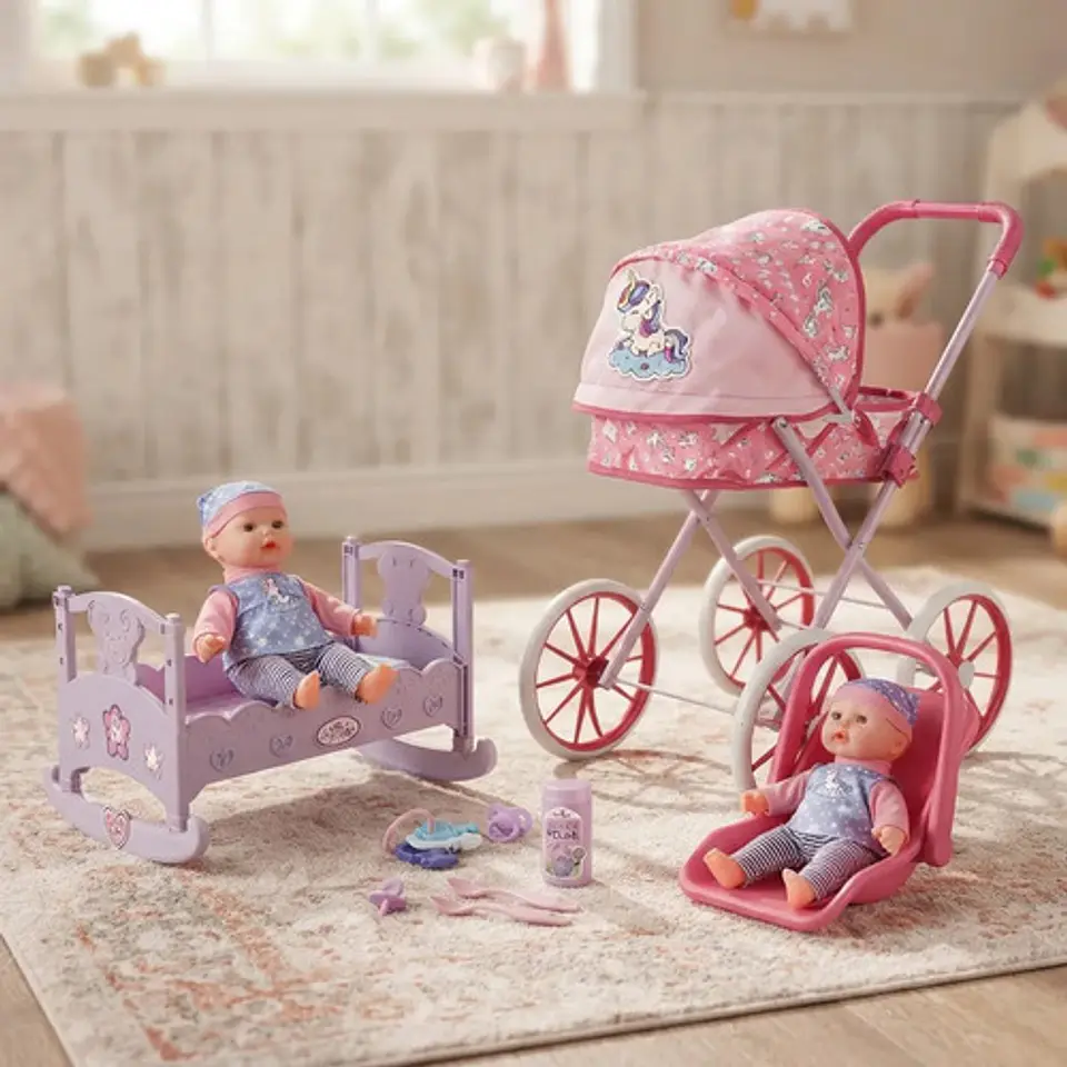 Muñeca Hada Bebé Con Equipamiento 9 En 1 Muñeca Cochecito 2
