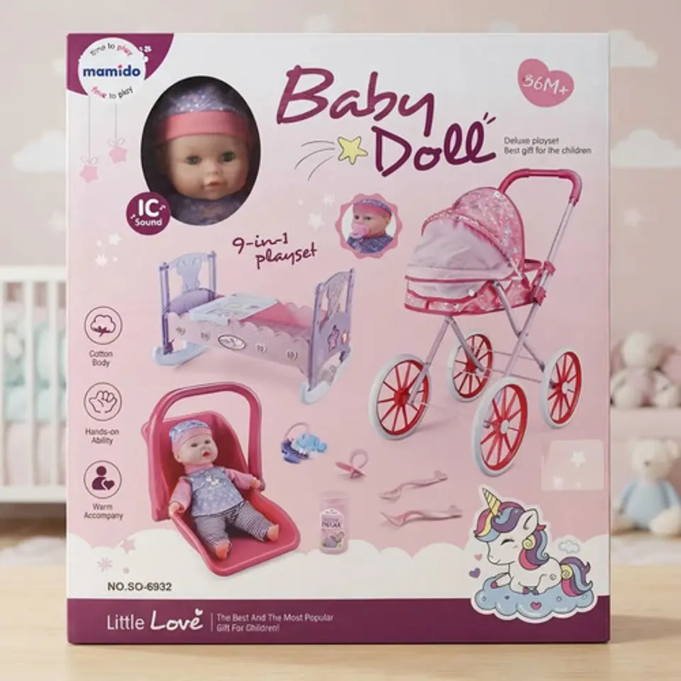 Muñeca Hada Bebé Con Equipamiento 9 En 1 Muñeca Cochecito 3