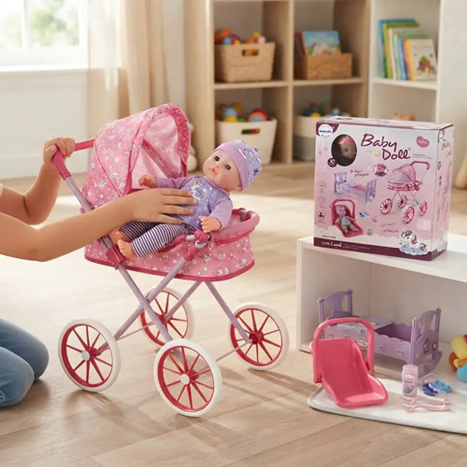 Muñeca Hada Bebé Con Equipamiento 9 En 1 Muñeca Cochecito 7