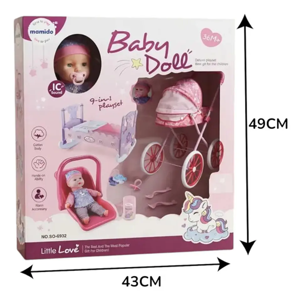 Muñeca Hada Bebé Con Equipamiento 9 En 1 Muñeca Cochecito 8