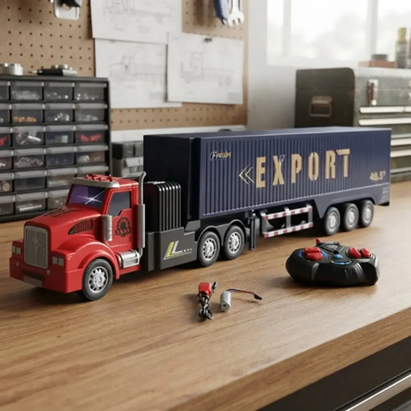 Mula Control Contenedor 1:48 Truck Carga Tractomula Camion 2