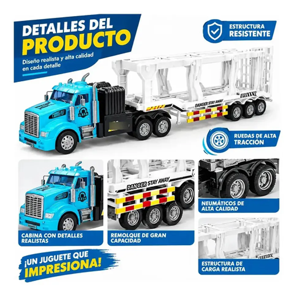 Tractomula Camion Niñera Carros Control Remoto Recarga Pilas 2