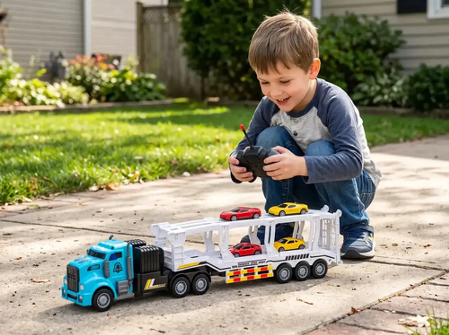 Tractomula Camion Niñera Carros Control Remoto Recarga Pilas 5