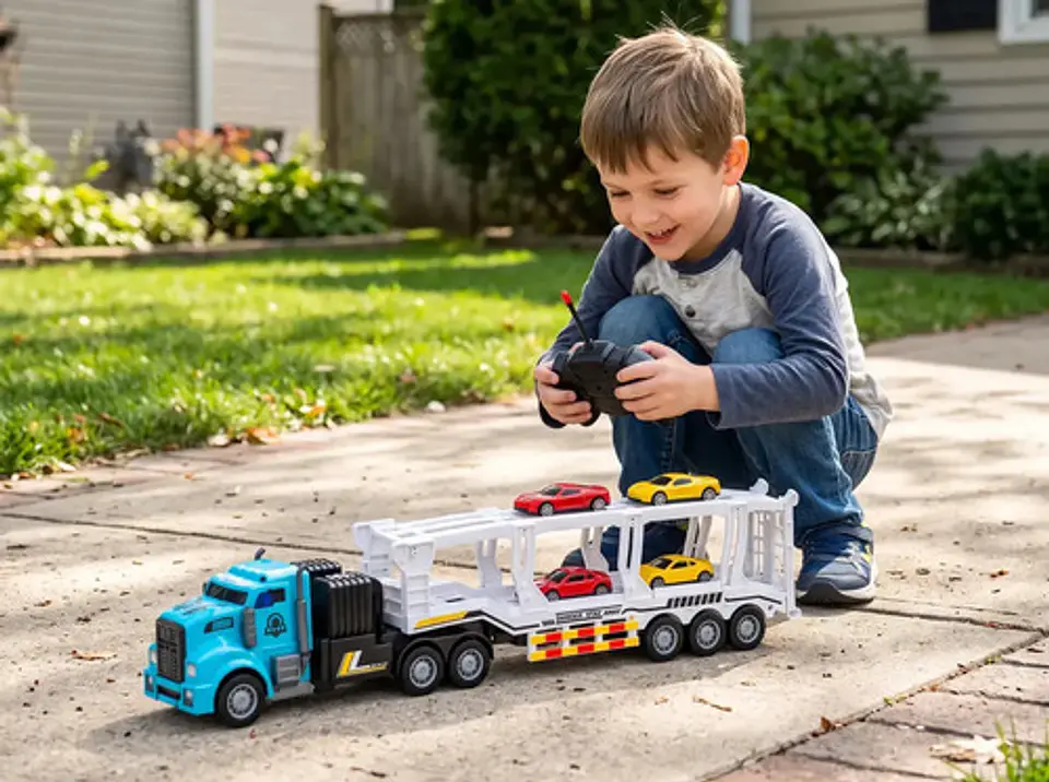 Tractomula Camion Niñera Carros Control Remoto Recarga Pilas 5