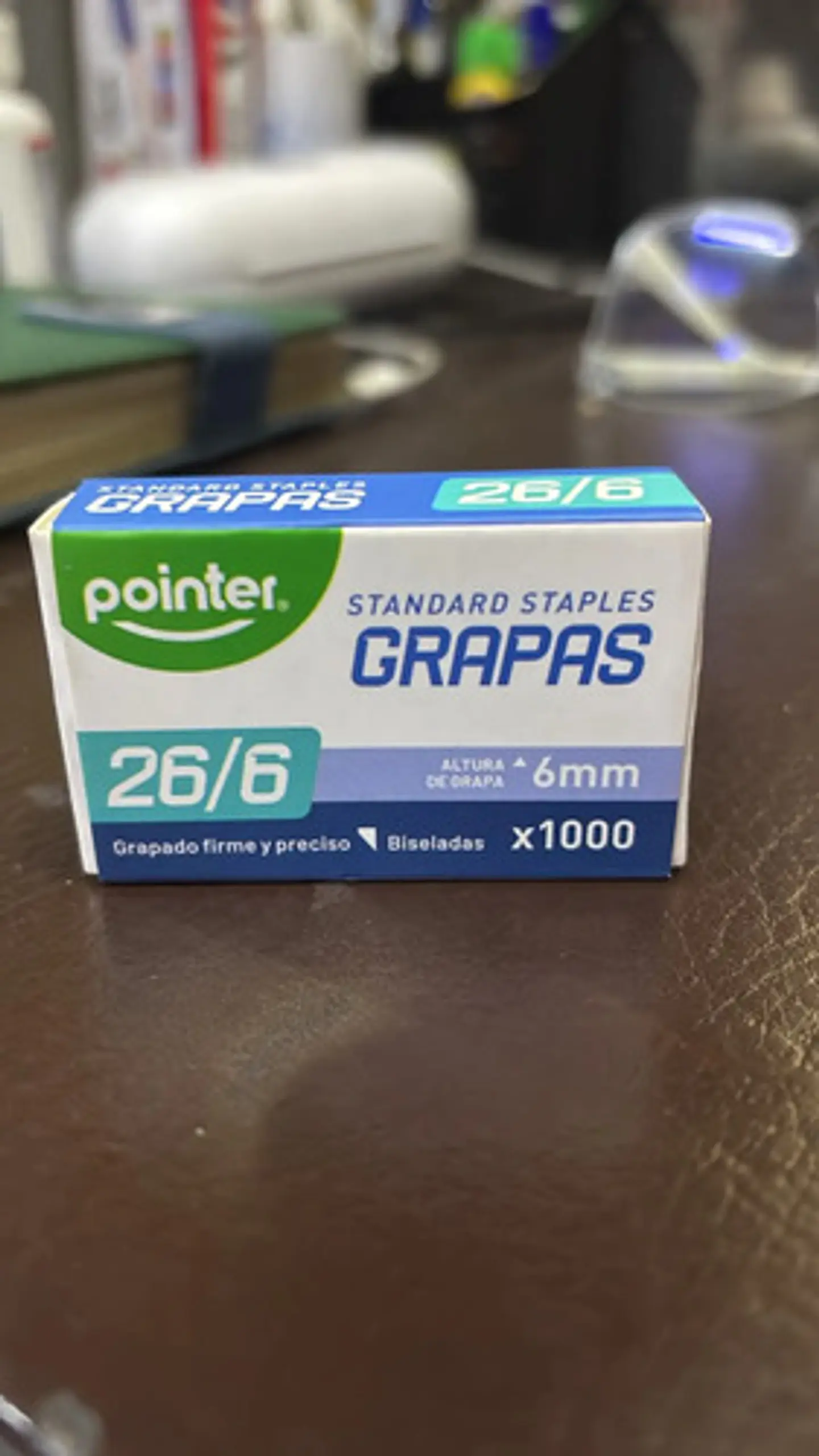 Grapas Ganchos  Pointer 26/6 Standard Línea Oficina Azul Claro 1