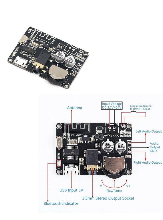 RECEPTOR DE AUDIO BLUETOOTH 5.0 MP3 XY-WRBT