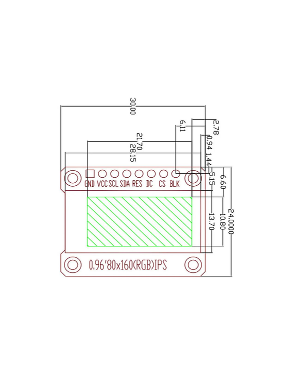 LCD 0.96 PULGADAS TFT 80X160