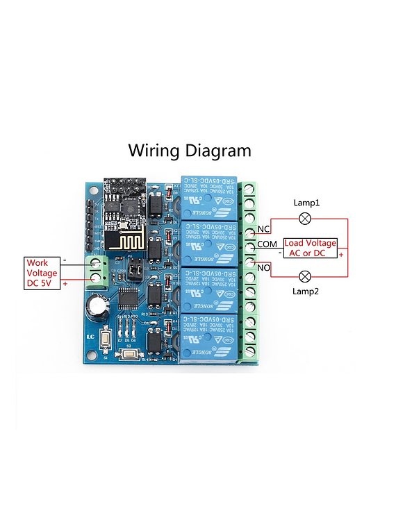 MODULO RELE WIFI ESP8266  4 CANALES DOMOTICA