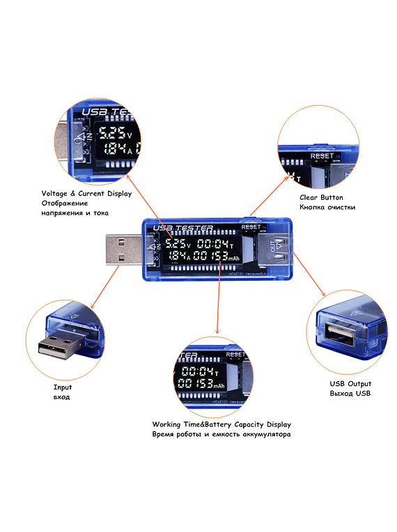 MEDIDOR TESTER DE CORRIENTE Y VOLTAJE USB