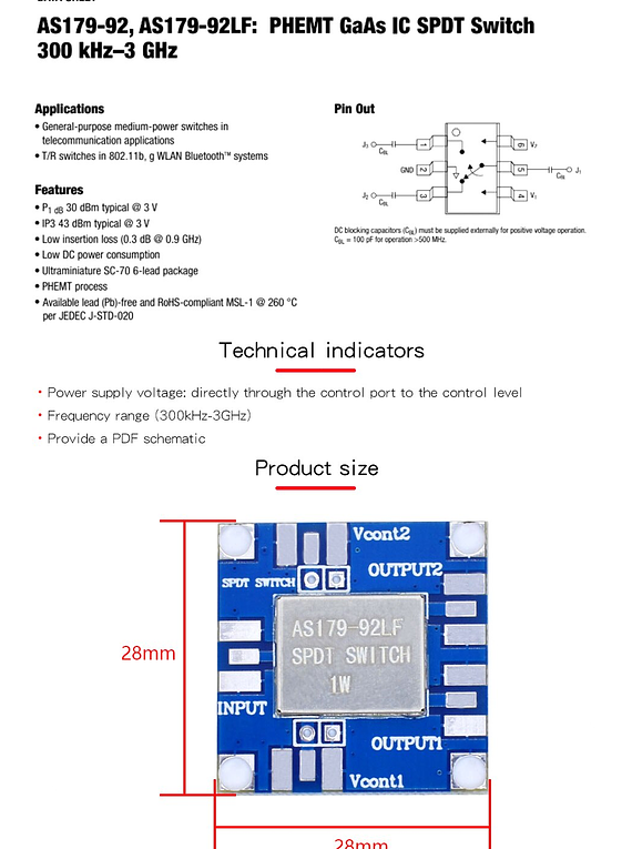 CONMUTADOR DE FRECUENCIA AS179-92LF 20MHz a 4GHz