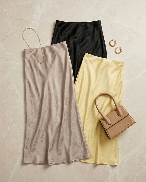 Saia Midi Acetinada "Luna" 