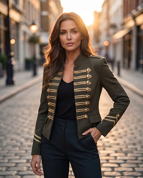 Casaco "Nautical Line" – Design Marinheiro & Botões Dourados