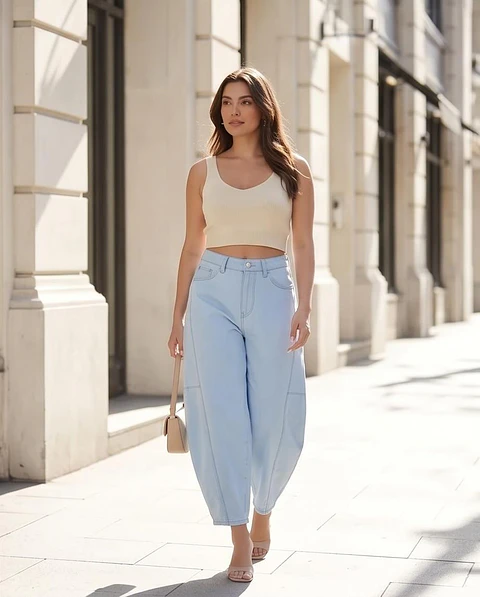 Calças de Ganga "Liora Denim" – Conforto Elastano & Corte Sculpt