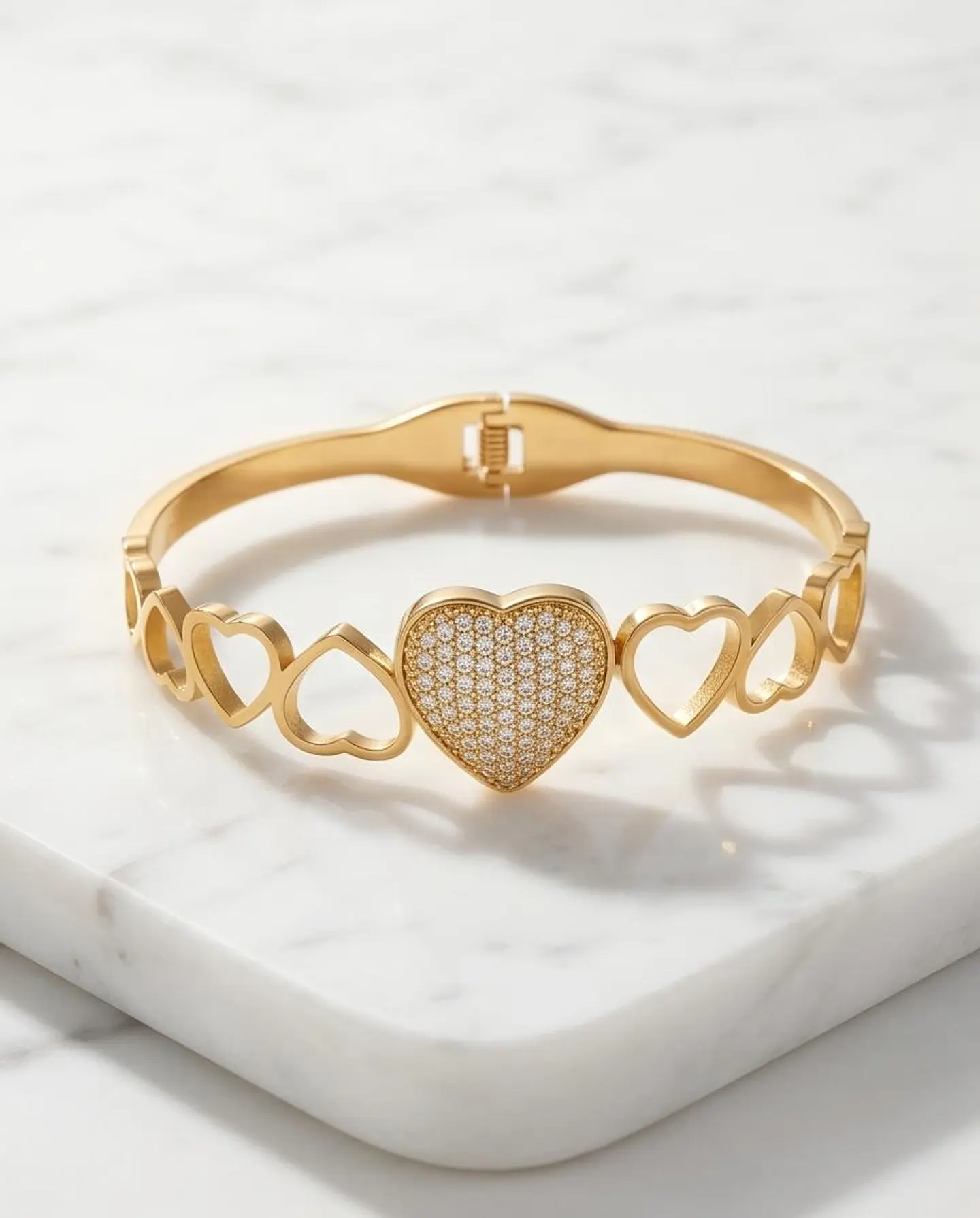 Pulseira Rígida Golden Hearts - Pave Edition 1
