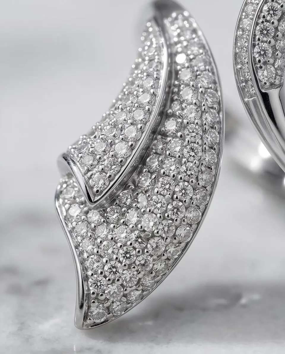Anel Ajustável Silver Petal Pavé 3