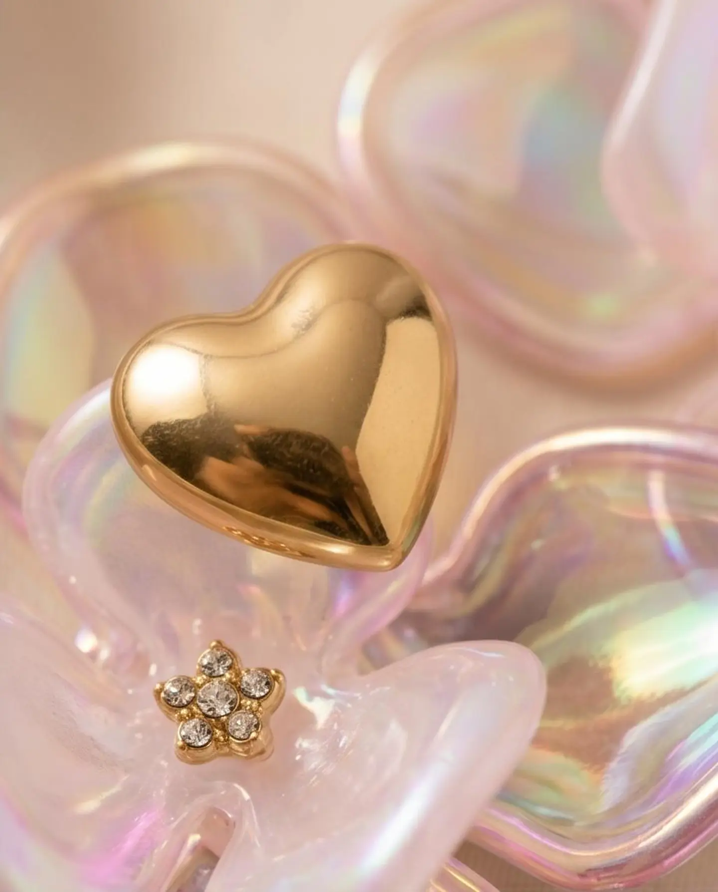 Brincos Iridescent Flower Heart 5