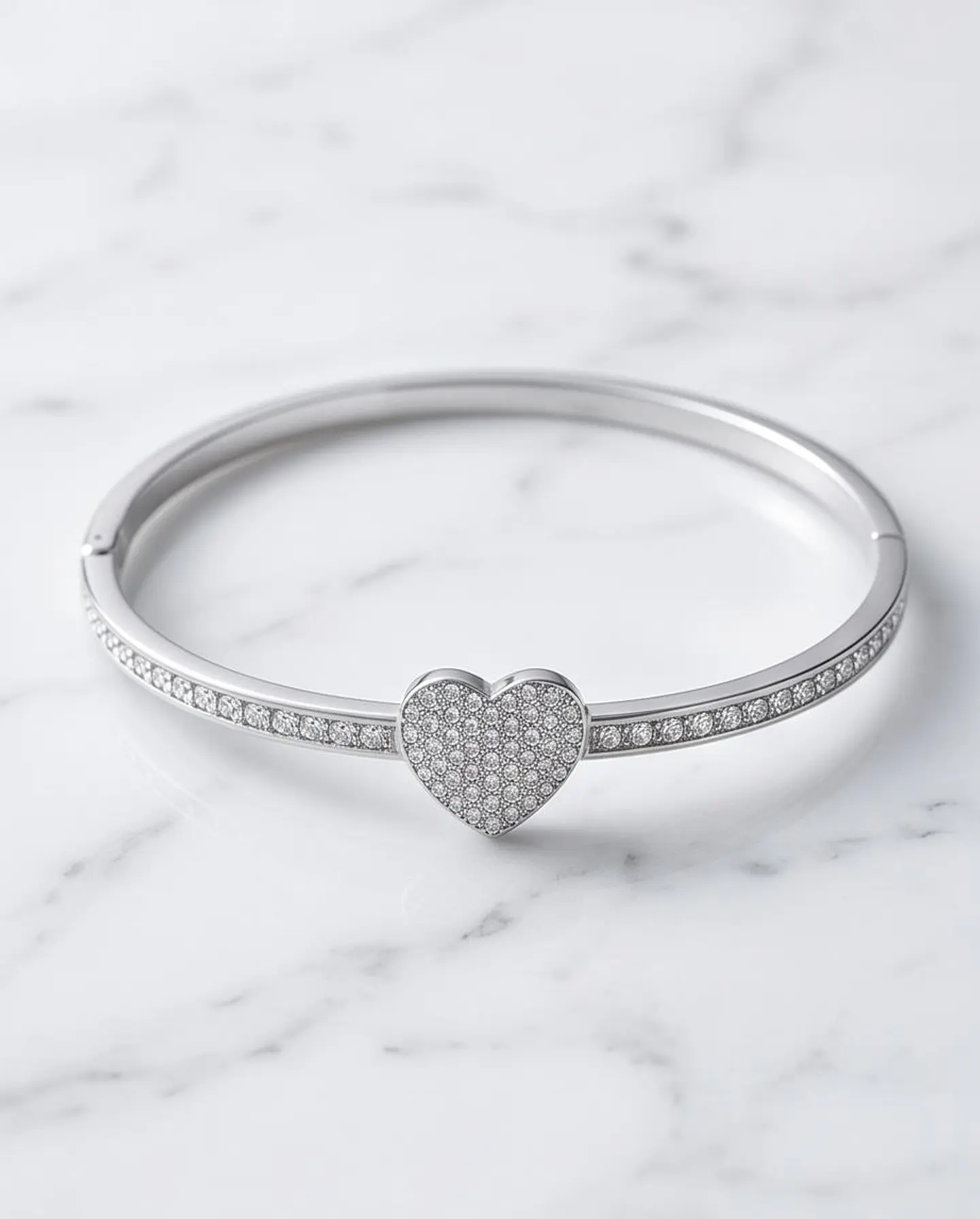 Pulseira Rígida Silver Heart - Pave Edition 1