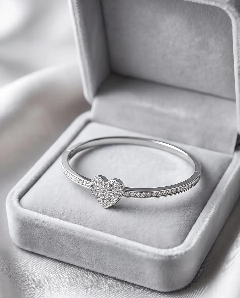 Pulseira Rígida Silver Heart - Pave Edition 3