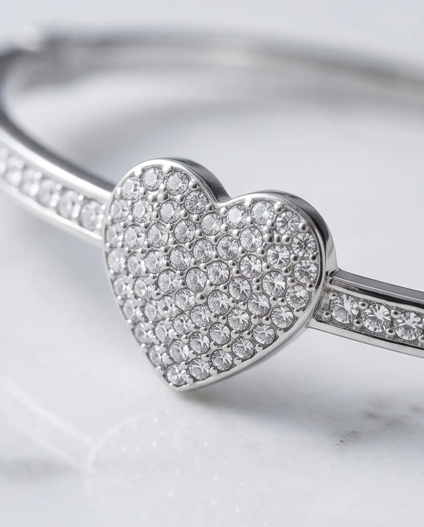 Pulseira Rígida Silver Heart - Pave Edition 4