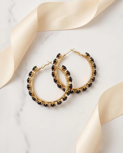 Brincos Argola Midnight Onyx