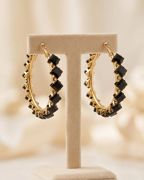 Brincos Argola Midnight Onyx