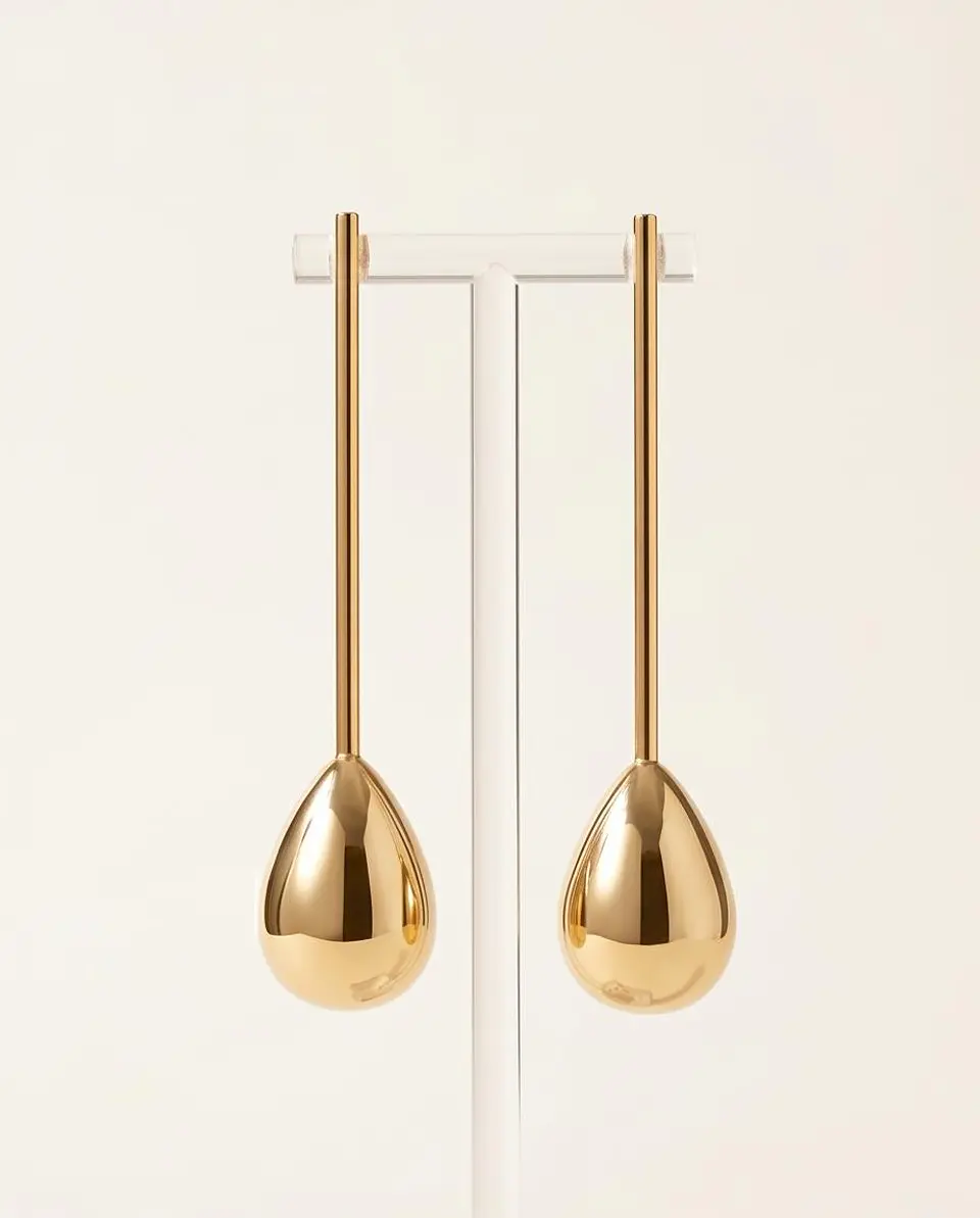 Brincos Pendentes Minimalist Golden Drop 3